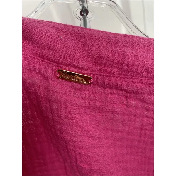 Raisins Gauze Button Down Tunic Womens Size M Pink Beach Coverup Cotton Ruffle - Image 6