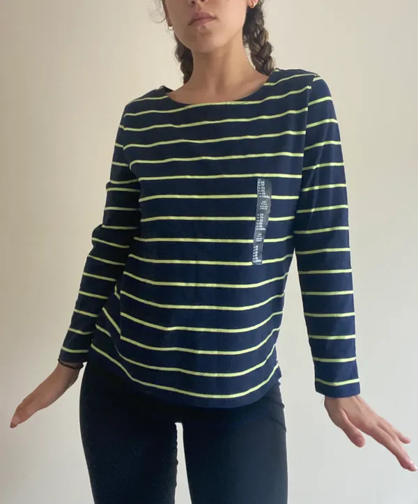 Gap Navy Green Lime Striped Shirt NWT - Image 5