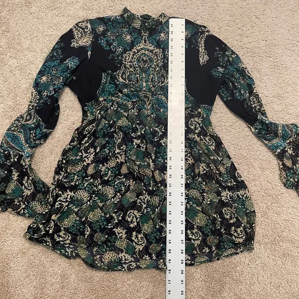 Free People XS Lady Luck floral paisley bell sleeve tunic dress TLS1 3479 - Image 4