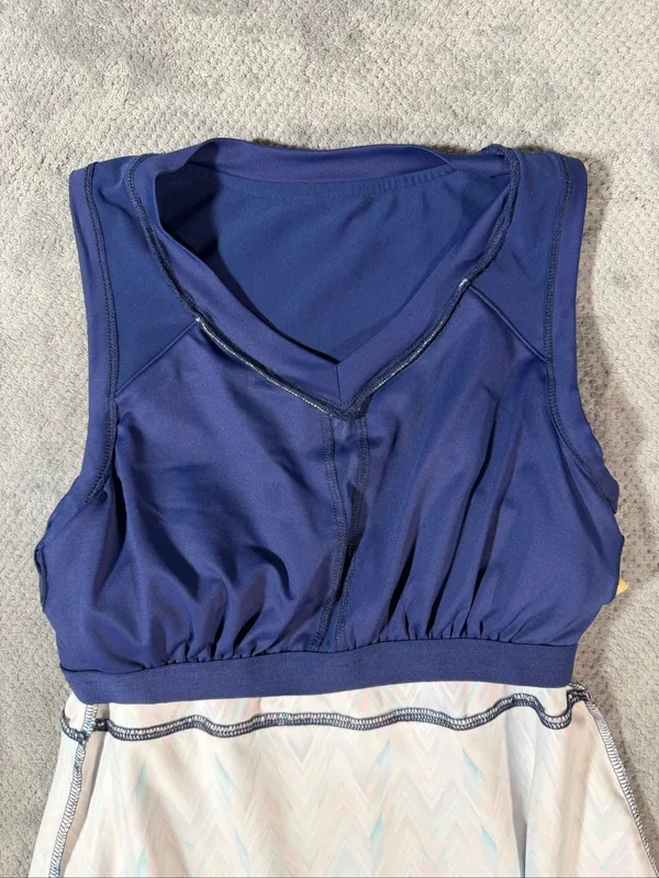Title Nine Medium Chevron Athletic Dress Multicolor V Neck Built In Bra Pockets - Image 9