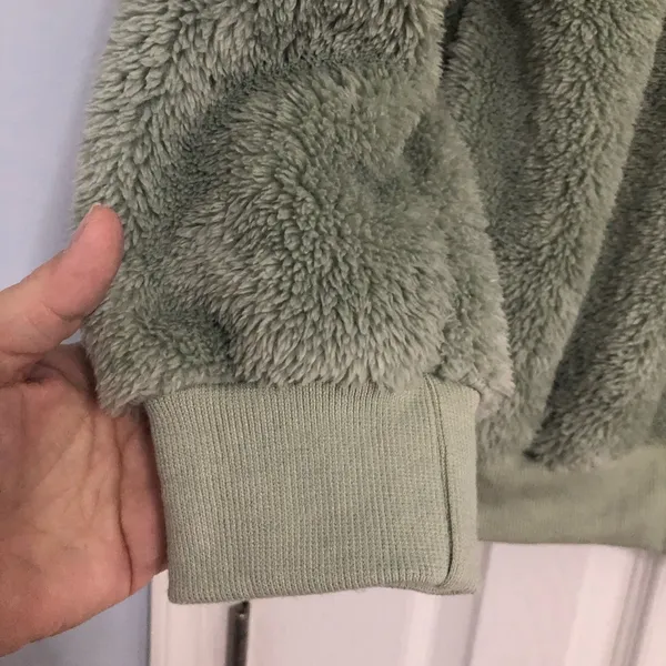 Cozy Green Fleece Hoodie soft women’s size medium 1/4 zip‎ - Image 5