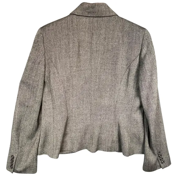 Chaps Women's Gray Wool Blend Blazer Jacket Career‎ Business Herringbone Size L - Image 2