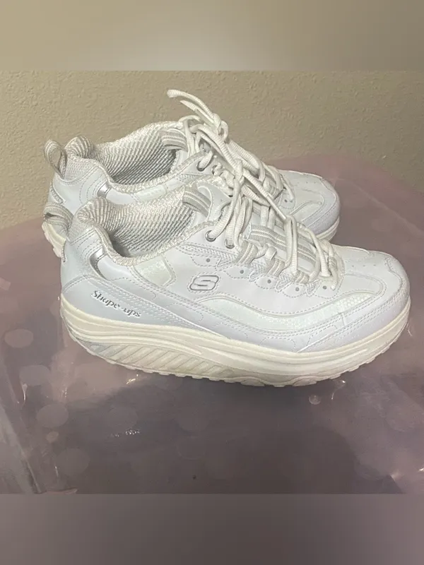 Skechers White Women's Platform Shape-Ups Sneakers size 8 casual sporty gym - Image 7