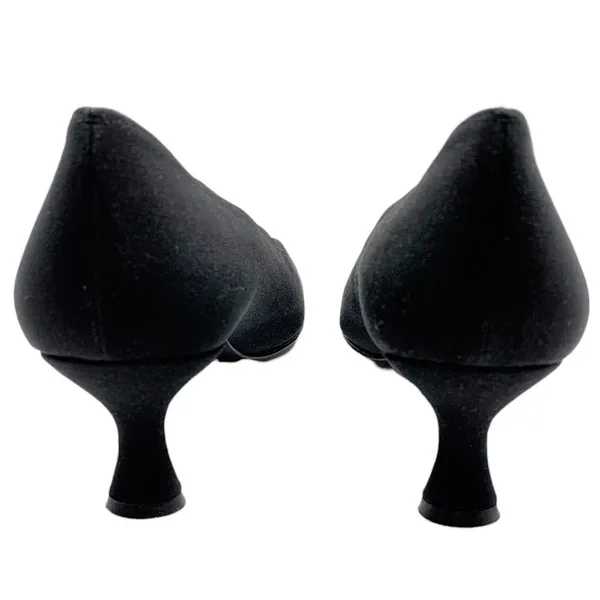Stuart Weitzman Vintage 90's/Y2K Black Silk Evening Pumps Size 7 AA Kitten Heel Shoes - Image 3