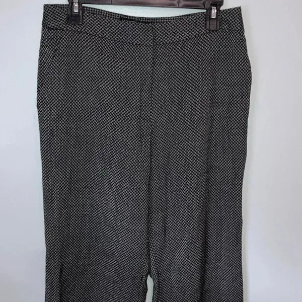 Lafayette Black & White Herringbone Wool Blend Wide Leg Pants Size 10 #771 - Image 3