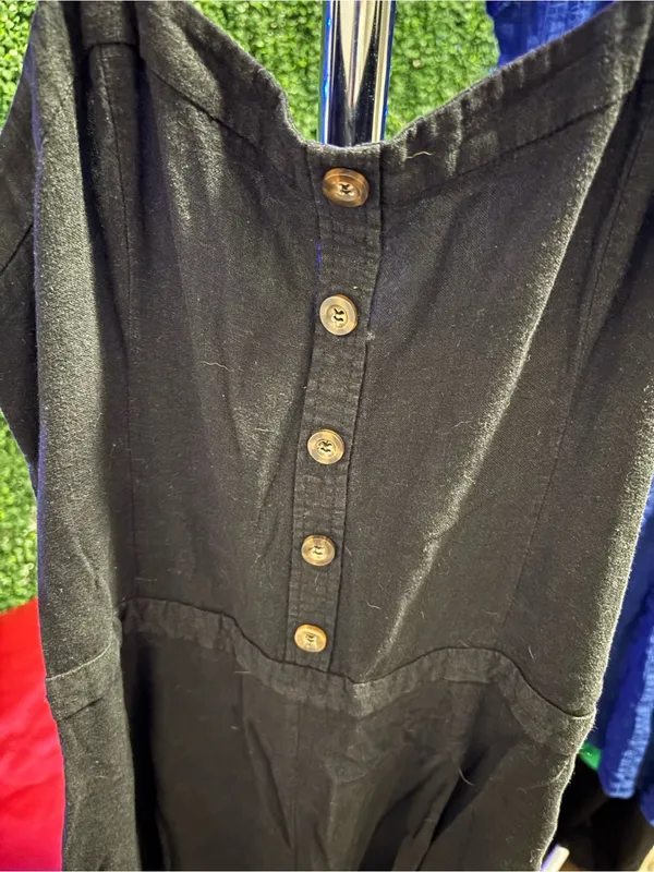 Zara Black Button-Front Wide-Strap Jumpsuit - Image 2