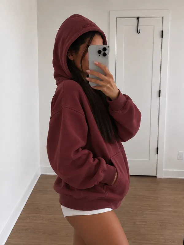 Aritzia Cozy Fleece Oversized Hoodie in Gala Plum - Image 2