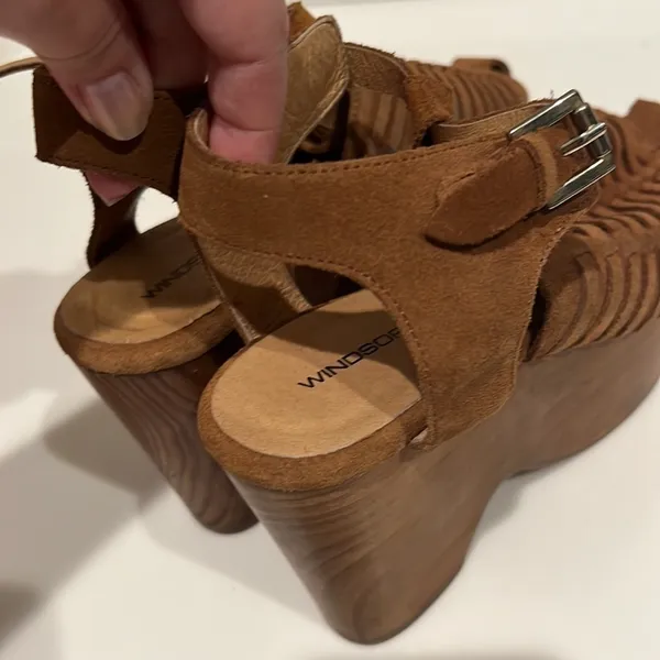 Windsor Smith chunky boho Platforms, suede leather, camel color, sz 6, TTS - Image 6