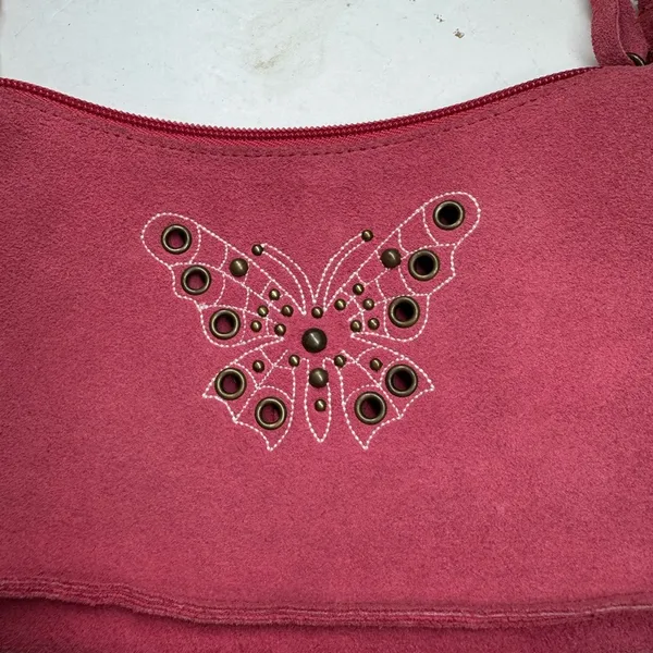 Faded Glory Pink leather side studded small Shoulder Bag with Butterfly Y2K - Image 10