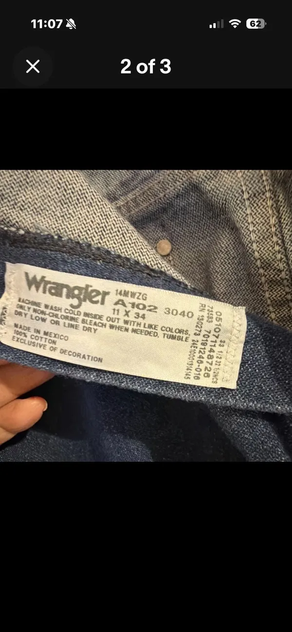 Wrangler 14MWZG Cowboy Cut Jeans Size 11x34 - Image 3