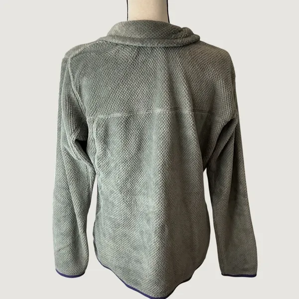 Patagonia Re-Tool Snap-T Fleece Pullover Grey Purple Trim Womens XL - Image 3