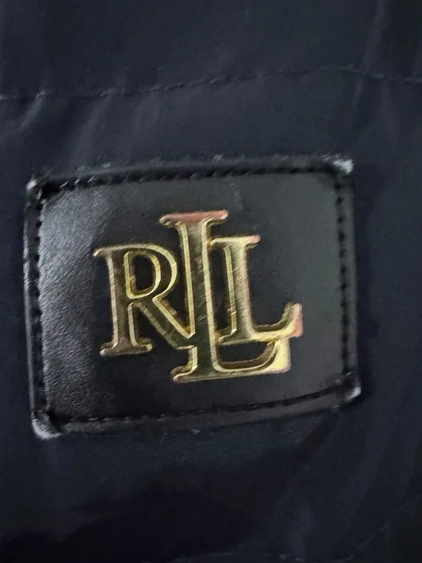 Ralph Lauren Navy Quilted Puffer Coat with Gold RL Logo Button, Size S - Image 7