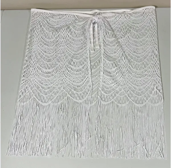 Freshwater White Lace Fringe Beach Pool Swim Coverup Sarong Skirt Bottoms O/S 🤍✨ - Image 2