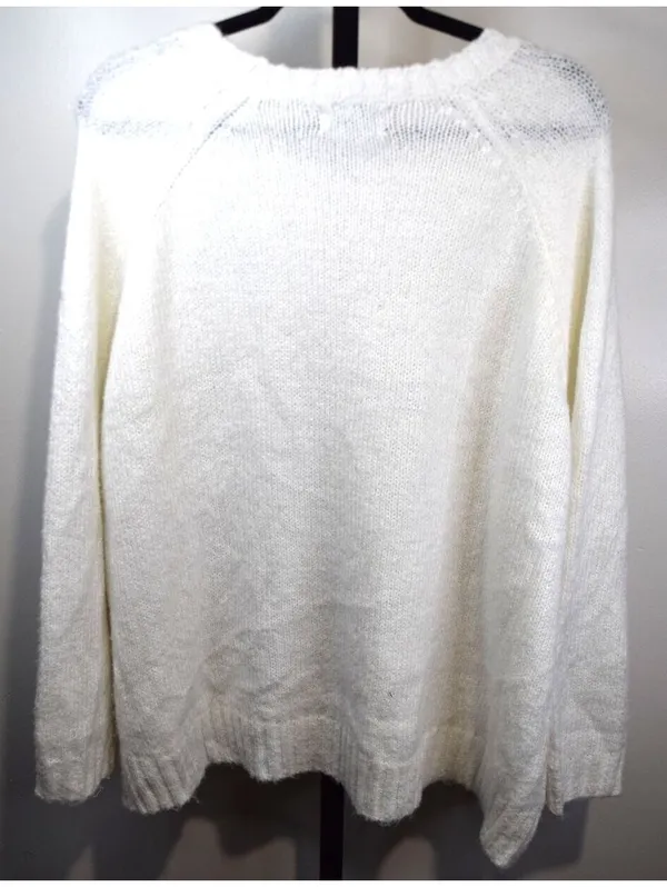 Old Navy Cream Open Knit Scalloped Hem Crewneck Sweater 2X - Image 2
