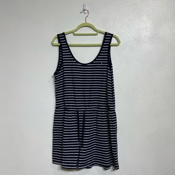 Tommy Hilfiger Navy Blue Striped Romper Sz M - Image 2