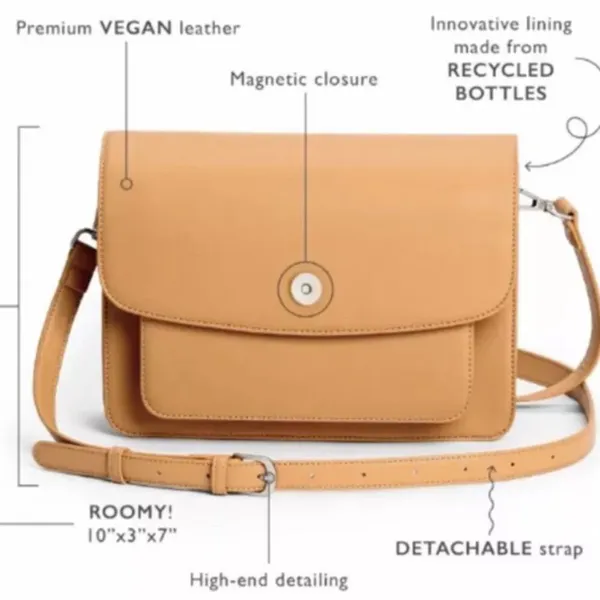 (NWOT) Pixie Mood - The Zoe Crossbody Vegan Leather‎ Bag, Honey Zip Closure - Image 7