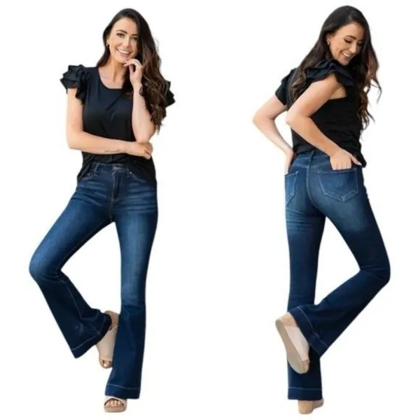 KanCan Parker High Rise Trouser Flare Dark‎ Wash Capsule Comfort Rodeo 9/28 - Image 4