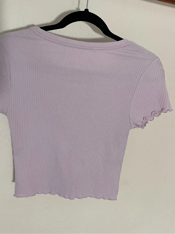Aeropostale Lilac Ribbed Crop Tee - Image 2