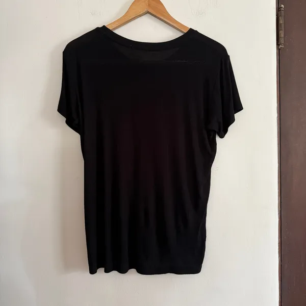 JOAH BROWN | Black Slouchy Rib Knit T Shirt One Size - Image 2
