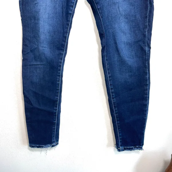 KanCan Dark Wash High Rise Stacked Waist Frayed Ankle Skinny Jeans - Image 5