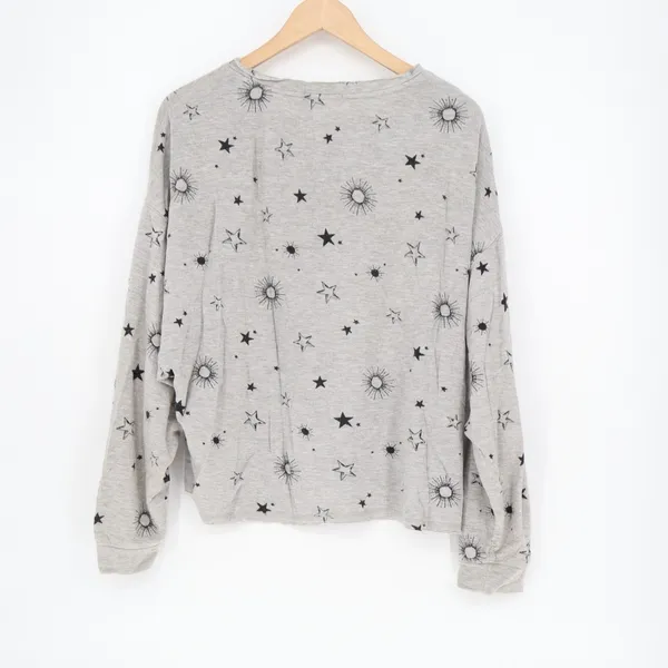 Z Supply Sweatshirt Womens S Heather Gray Star Sun Celestial Print Sleepwear - Image 5