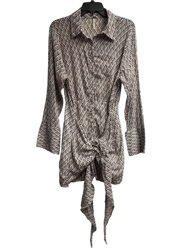 Free People Rilla Button Down Shirt Dress W/ Geometric Pattern Size Medium - Image 2