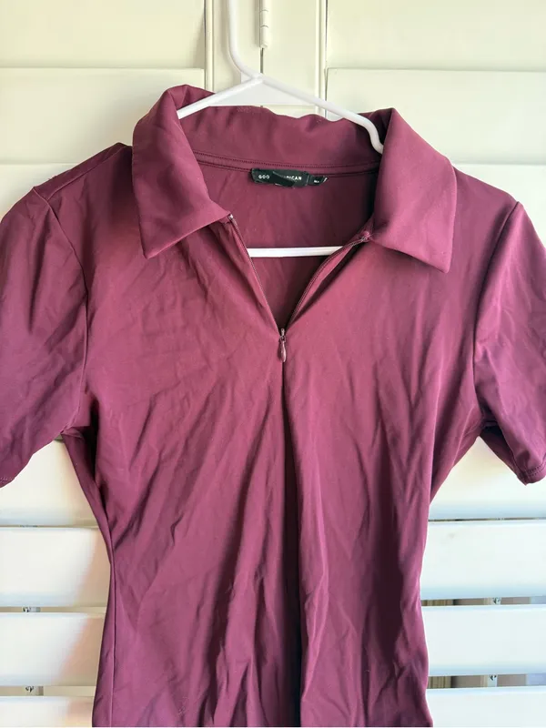 Good American Fig Collared Short-Sleeve Bodysuit with Deep V sz S - Image 6