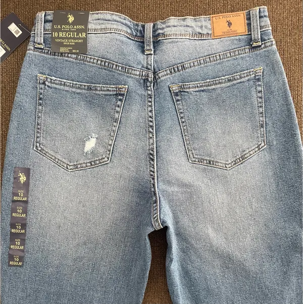 U.S. POLO ASSN Vintage Straight Distressed High Rise Jeans - Image 5