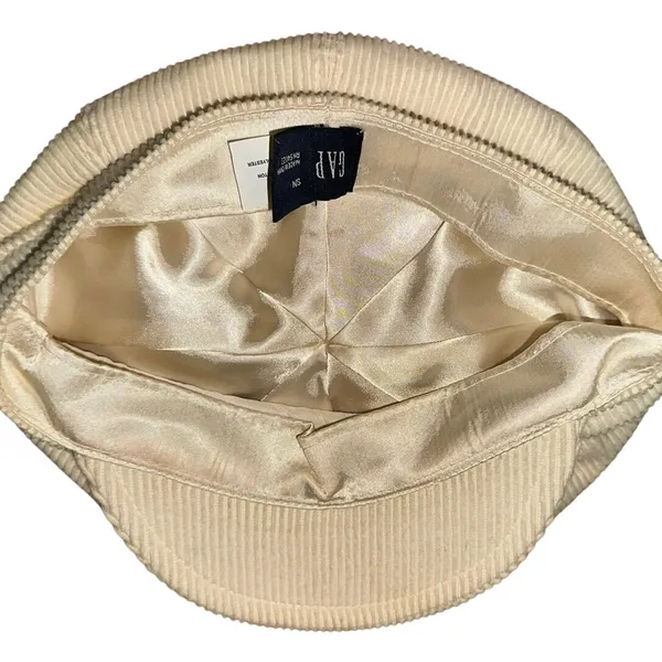 Vintage Gap Cream Corduroy Newsboy‎ Hat Bakerboy Cap Y2K - Image 8