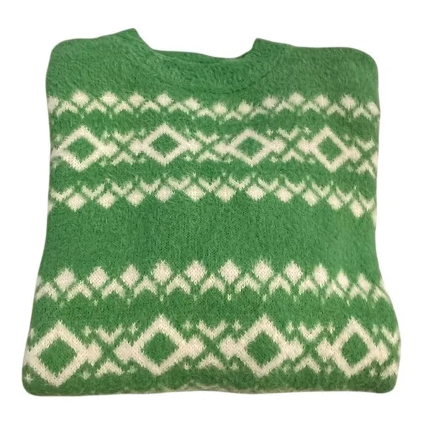 Aerie Cozy Green Fair Isle Knit Sweater Women's Size S Oversized Soft Pullover - Image 4