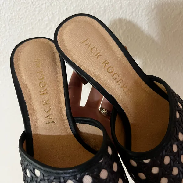 Jack Rogers Merrain Caning block mules heels NEW WOMENS 6 - Image 4