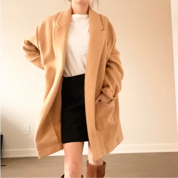 Express Cozy Tan Long Coat - Image 5