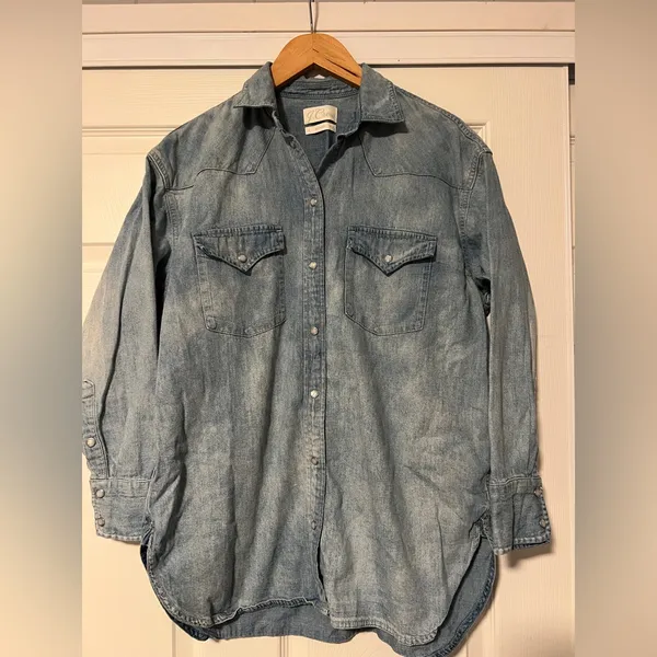 J. Crew JCrew Reimagined Western Button Down Chambray‎ Blue Long Sleeve Pearl - Image 2