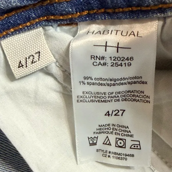 Habitual Womens High Rise Straight Leg Cinch Back Jeans Light Wash 4/27 - Image 6
