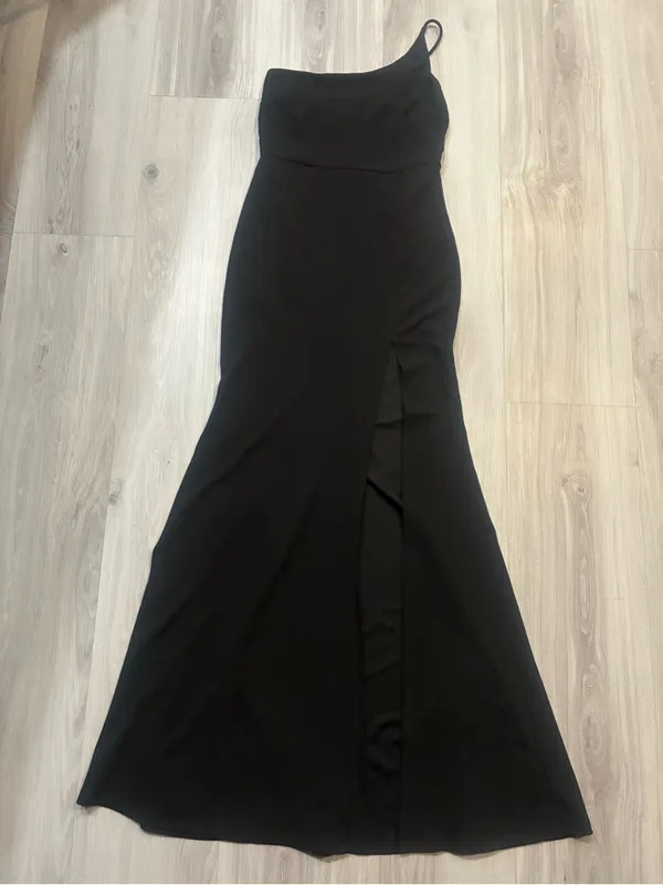 Windsor Black One-Shoulder Slit Evening‎ Gown - Image 2