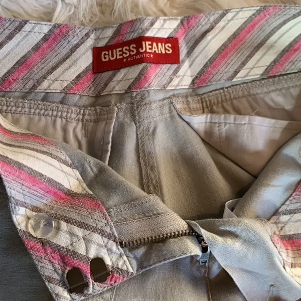 Guess Jeans Gray Belted Linen Cropped Pants Size 26 - Image 2