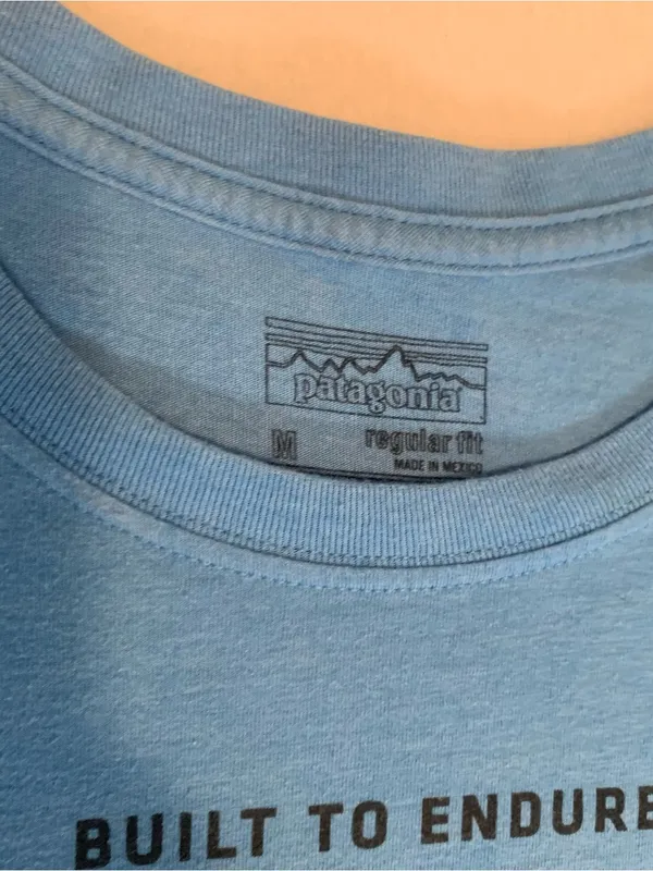 Patagonia Women’s Sky Blue Graphic Short-Sleeve Tee size Medium - Image 3