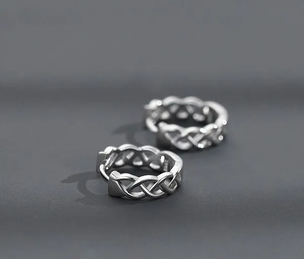 925 Silver Plated Silver Hoop Earrings for Men Women,Personality Punk Hip Hop - Image 3
