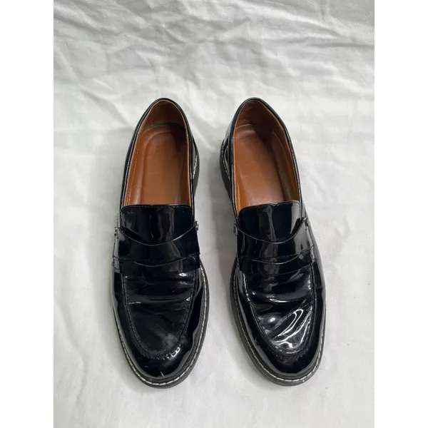 Franco Sarto Cassandra Black faux Leather Lug Sole Loafers 8 M - Image 3