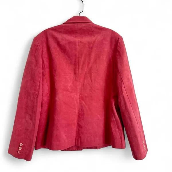 Vintage Pink Suede Blazer Jacket‎ Cropped Tailored 90s Womens Size Medium - Image 2