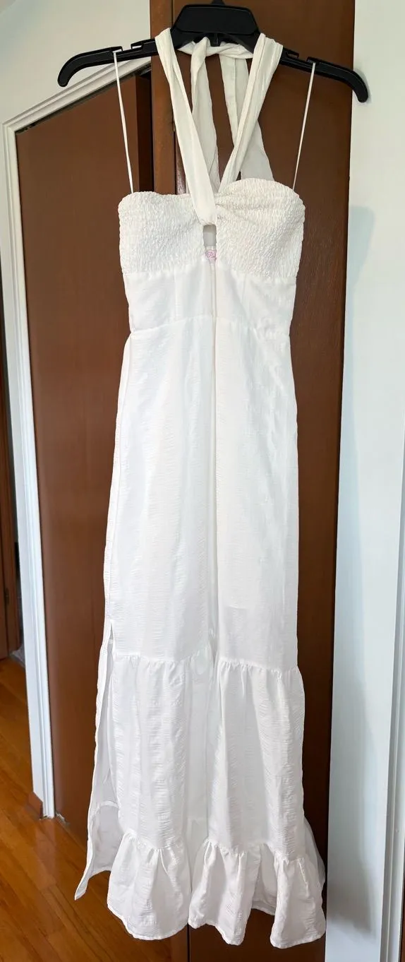 Pink Lily White Halter Maxi Dress - Elegant Summer Style - Image 2