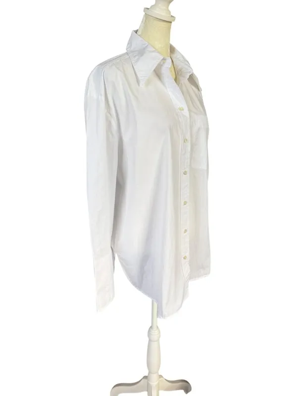 Banana Republic women's white long sleeve button down collared shirt size small - Image 2