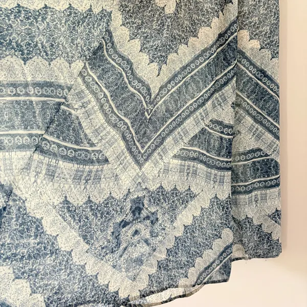 Abercrombie & Fitch Maxi Skirt Medium Blue White Boho Tile Print Elastic Waist - Image 7