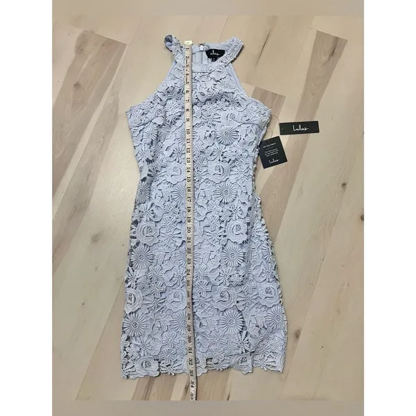 Lulus NWT Women Small Powder Baby Blue Lace Mini Dress Romantic Dainty Coquette - Image 7
