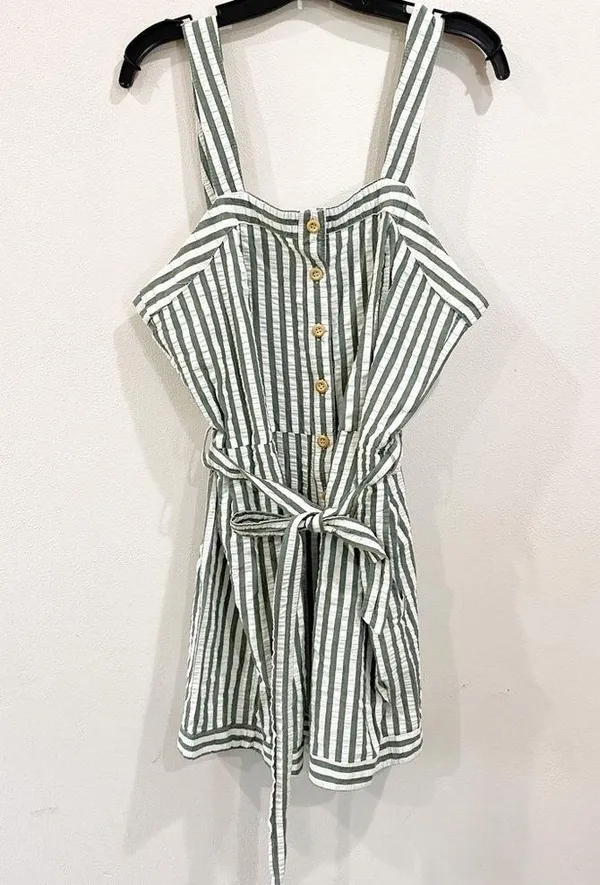 Anthropologie | Cartonnier Striped Romper Tie Waist - Image 2