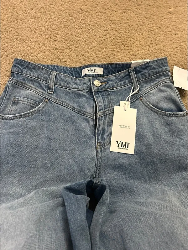 E255 7/28 baggy ymi pants jeans wide Blue Size undefined - Image 2