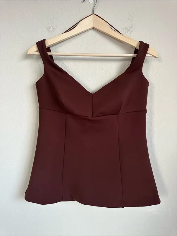 Zara Off the Shoulder Brown Structured Top - Image 3
