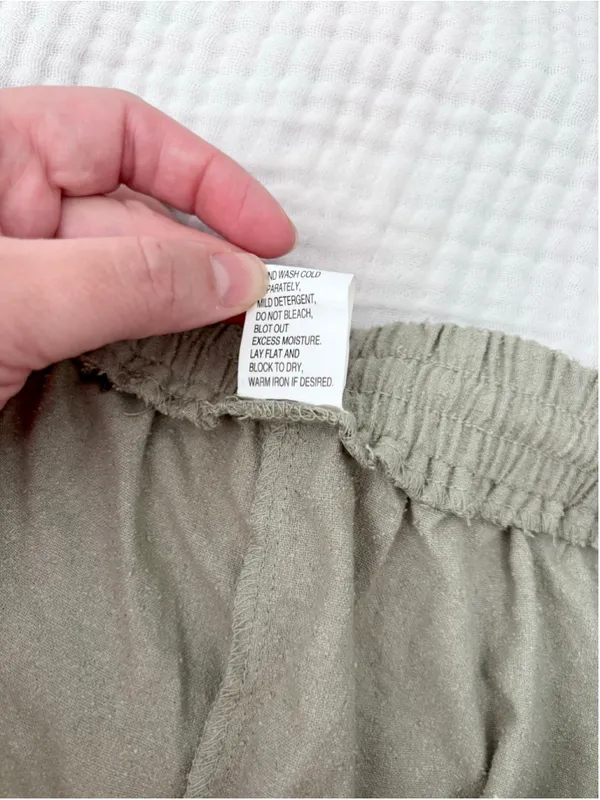 Women's Unbranded Silk Trousers Green Size 1X Silk Noil Raw Silk Drawstring - Image 4