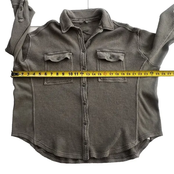 Aerie LumberJane Waffle Shirt Shacket Women’s XS Button Down Oversized Green - Image 6