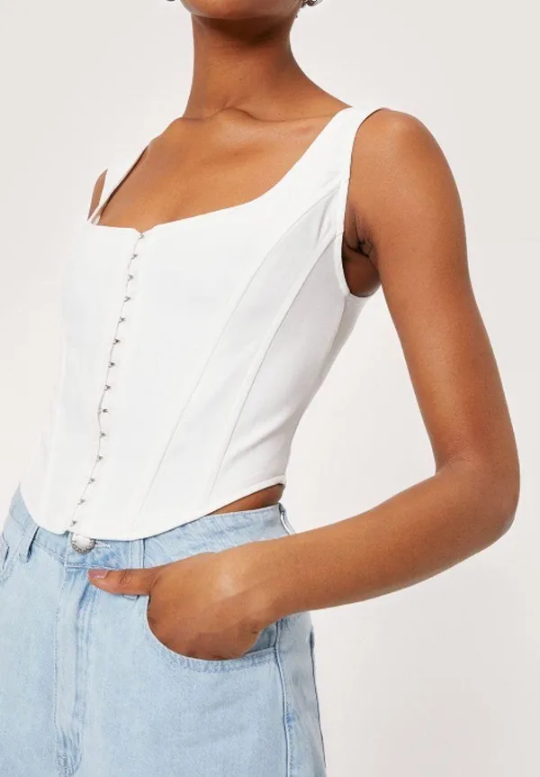 Nasty Gal Square Neck Sleeveless Cropped Corset Top NWT - Image 2